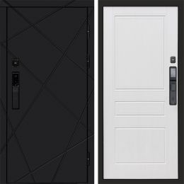 Входная дверь Termo-door ЛУЧИ BLACK с электронным замком Классика Белое дерево