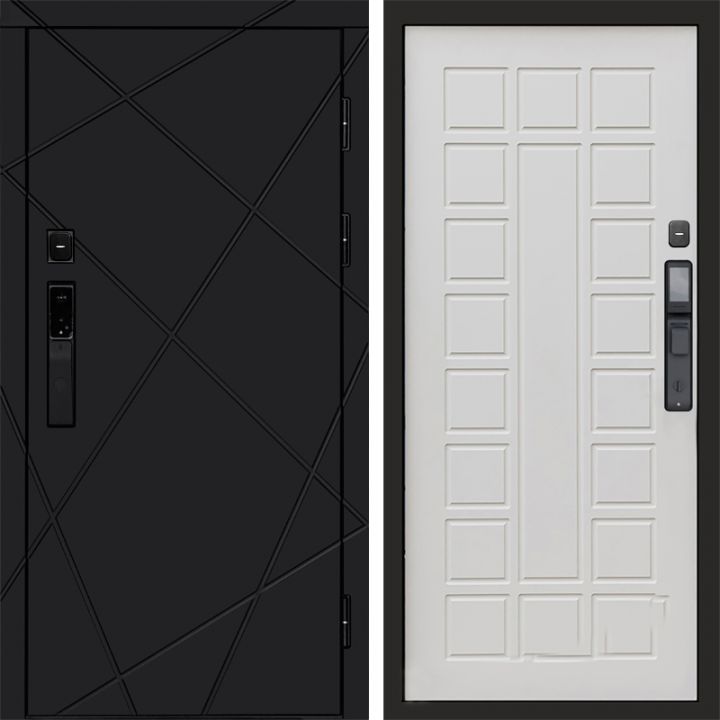 Входная дверь Termo-door ЛУЧИ BLACK с электронным замком Престиж бежевый матовый