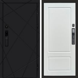 Входная дверь Termo-door ЛУЧИ BLACK с электронным замком Марсель Белый Софт