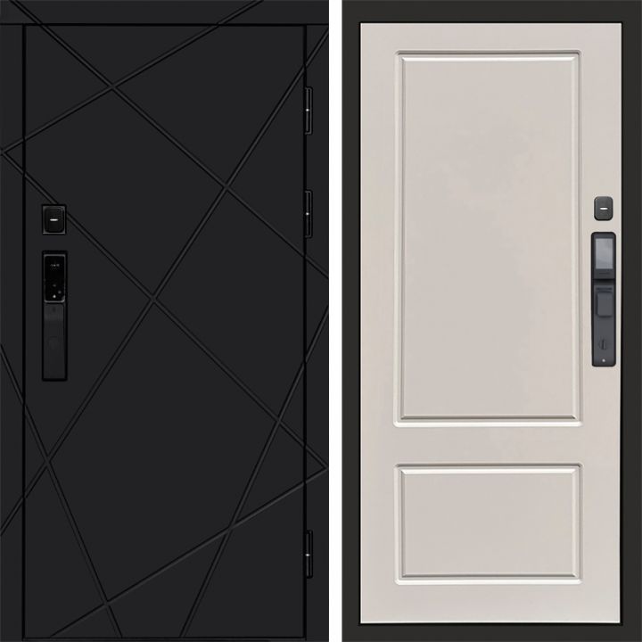 Входная дверь Termo-door ЛУЧИ BLACK с электронным замком Марсель Слоновая Кость