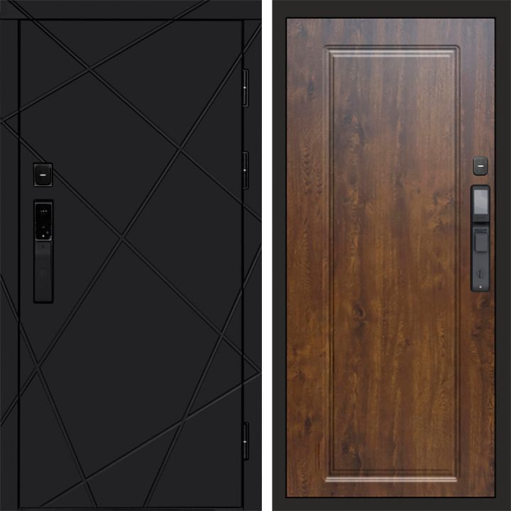 Входная дверь Termo-door ЛУЧИ BLACK с электронным замком Гранд Дуб