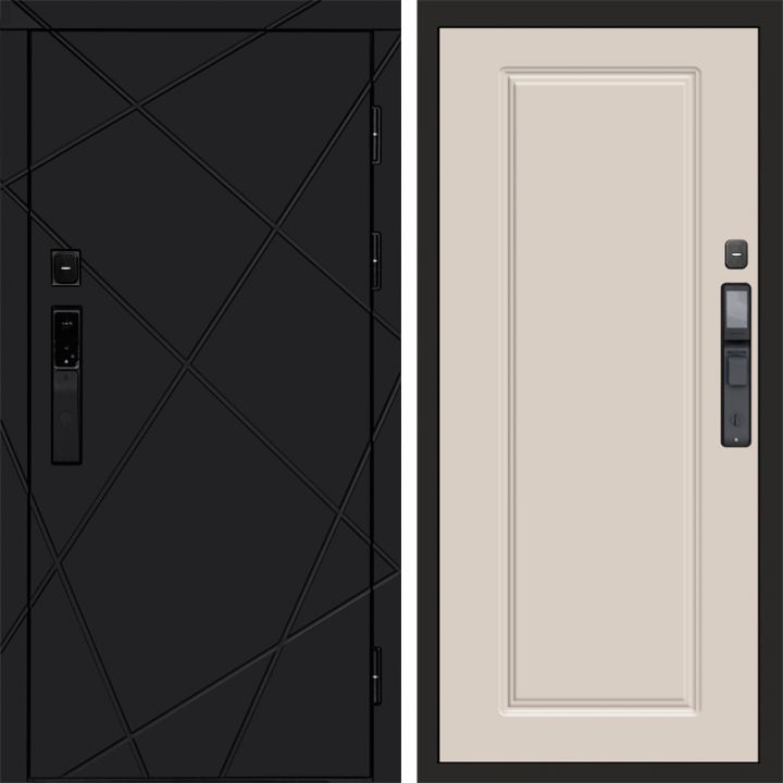 Входная дверь Termo-door ЛУЧИ BLACK с электронным замком Гранд Слоновая Кость