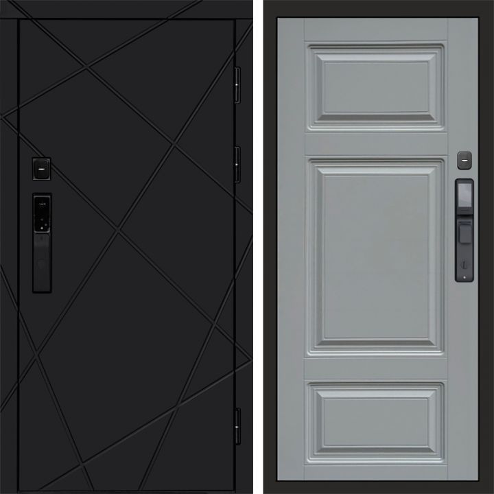 Входная дверь Termo-door ЛУЧИ BLACK с электронным замком Лион Грей Софт