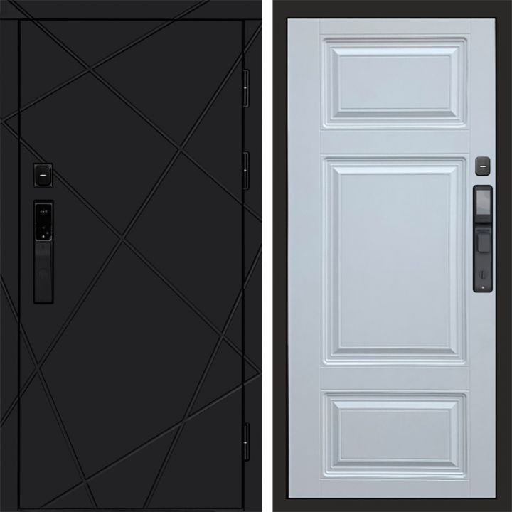 Входная дверь Termo-door ЛУЧИ BLACK с электронным замком Лион Белый Софт