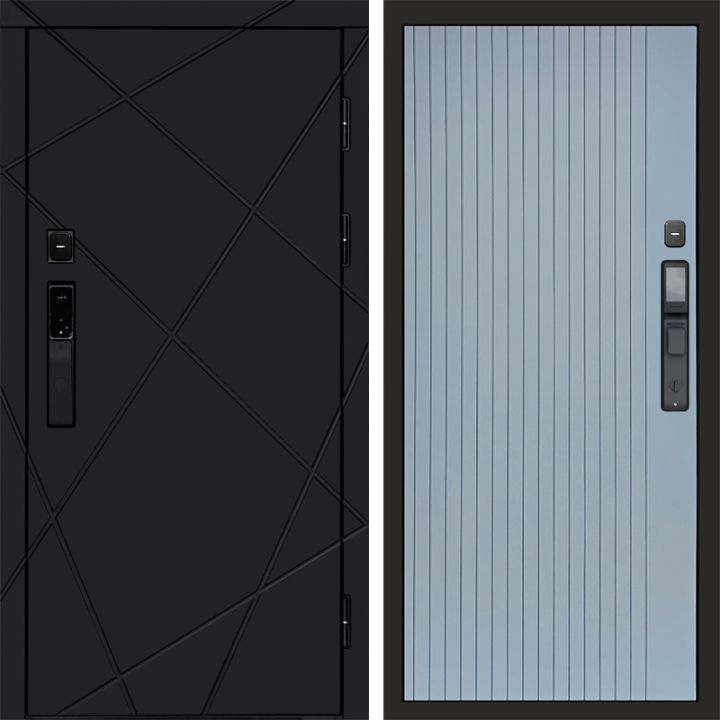 Входная дверь Termo-door ЛУЧИ BLACK с электронным замком FLAT Грей Софт