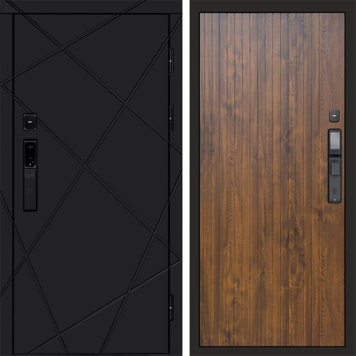 Входная дверь Termo-door ЛУЧИ BLACK с электронным замком FLAT Дуб
