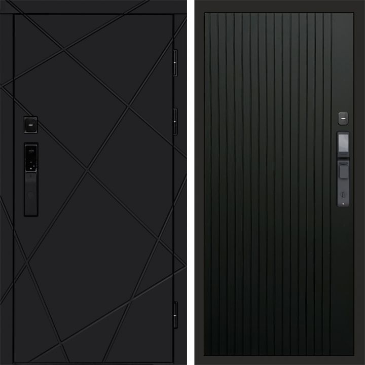 Входная дверь Termo-door ЛУЧИ BLACK с электронным замком FLAT Черный Кварц