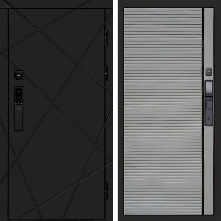 Входная дверь Termo-door ЛУЧИ BLACK с электронным замком PORTE Грей Софт