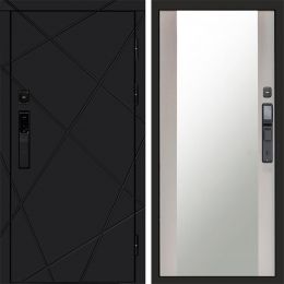 Входная дверь Termo-door ЛУЧИ BLACK с электронным замком Зеркало лиственница