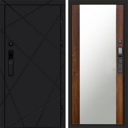 Входная дверь Termo-door ЛУЧИ BLACK с электронным замком Зеркало дуб