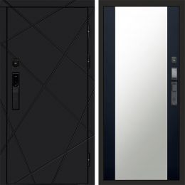 Входная дверь Termo-door ЛУЧИ BLACK с электронным замком Зеркало Черный Кварц+Тонировка
