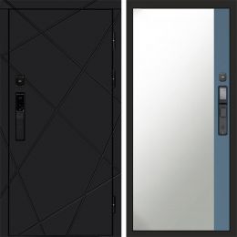 Входная дверь Termo-door ЛУЧИ BLACK с электронным замком Широкое Зеркало Фацет Грей Софт