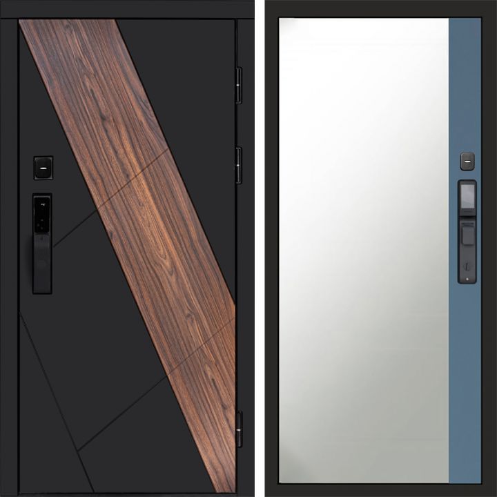 Входная дверь Termo-door НОВА с электронным замком Широкое Зеркало Фацет Грей Софт