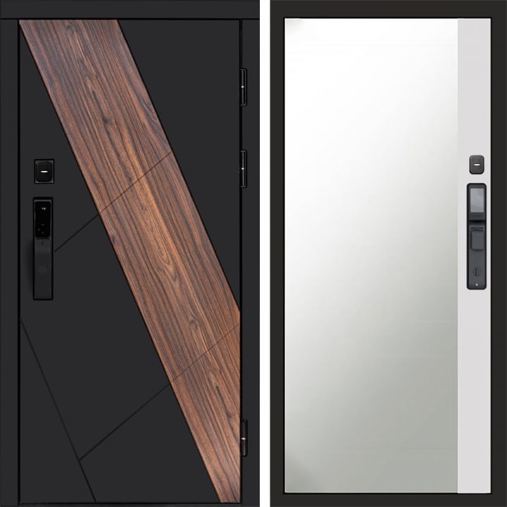 Входная дверь Termo-door НОВА с электронным замком Широкое Зеркало Фацет Белый Софт