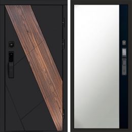 Входная дверь Termo-door НОВА с электронным замком Широкое Зеркало Фацет Черный Кварц