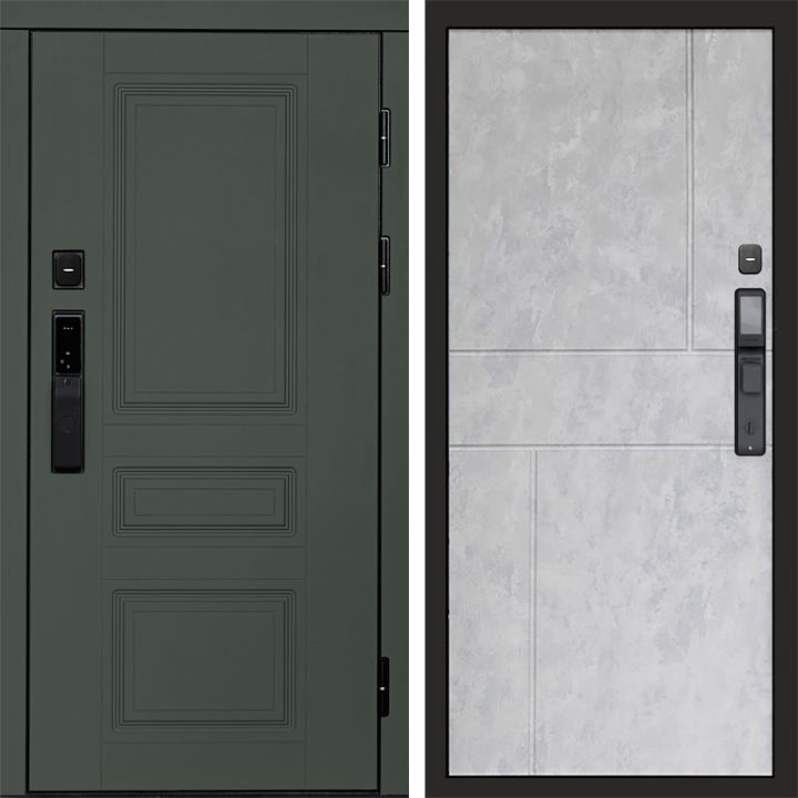 Входная дверь Termo-door ОРЕГОН GREEN с электронным замком Горизонт бетон светлый