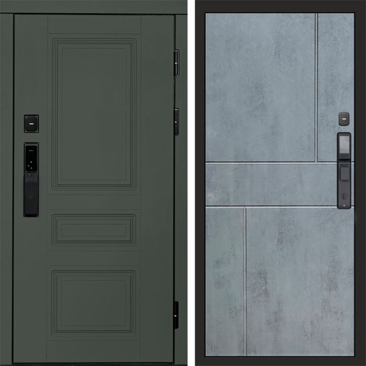 Входная дверь Termo-door ОРЕГОН GREEN с электронным замком Горизонт бетон темный