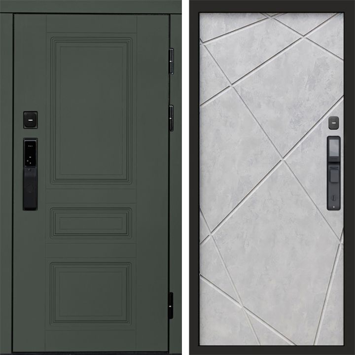 Входная дверь Termo-door ОРЕГОН GREEN с электронным замком Лучи бетон светлый