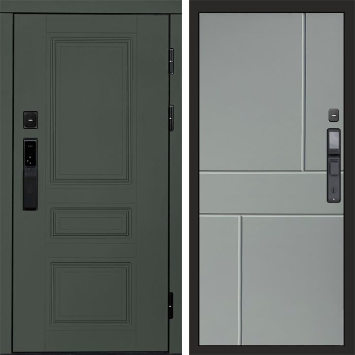 Входная дверь Termo-door ОРЕГОН GREEN с электронным замком Горизонт Грей Софт