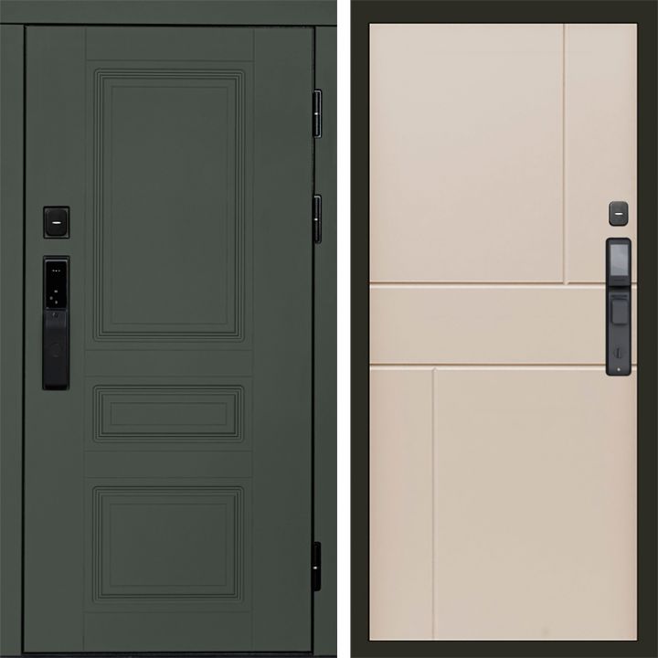 Входная дверь Termo-door ОРЕГОН GREEN с электронным замком Горизонт Слоновая Кость