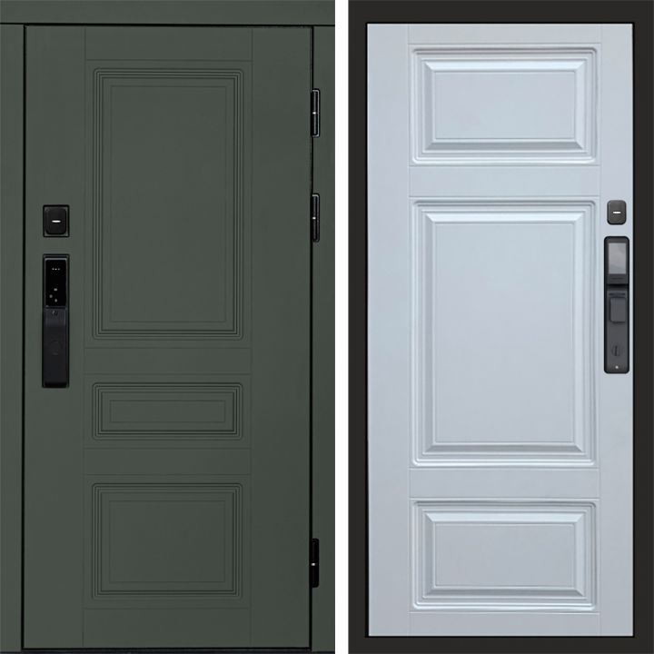 Входная дверь Termo-door ОРЕГОН GREEN с электронным замком Лион Белый Софт