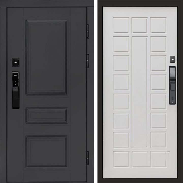 Входная дверь Termo-door ОРЕГОН ГРАФИТ с электронным замком Престиж бежевый матовый