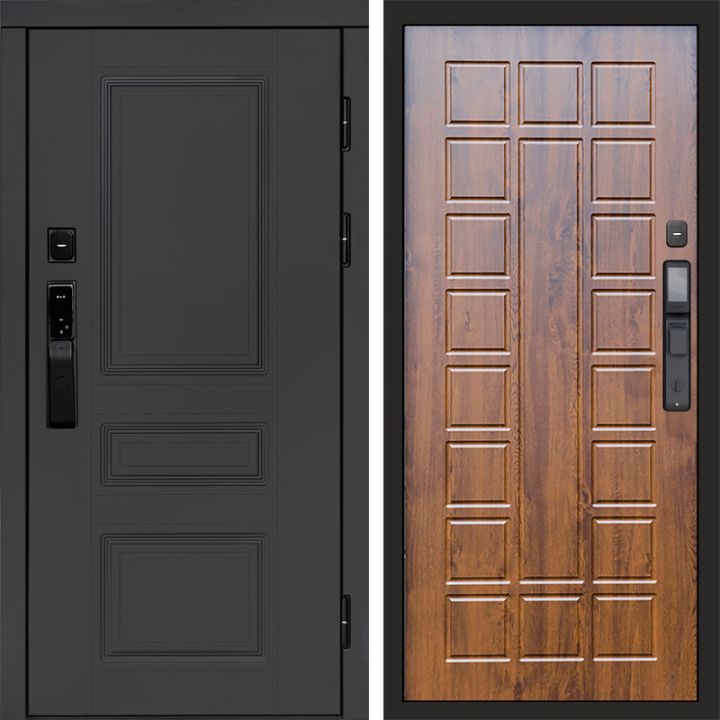 Входная дверь Termo-door ОРЕГОН ГРАФИТ с электронным замком Престиж дуб