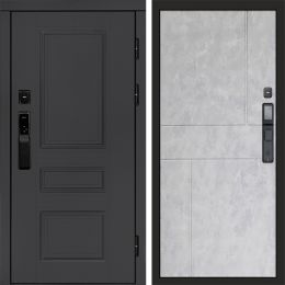 Входная дверь Termo-door ОРЕГОН ГРАФИТ с электронным замком Горизонт бетон светлый