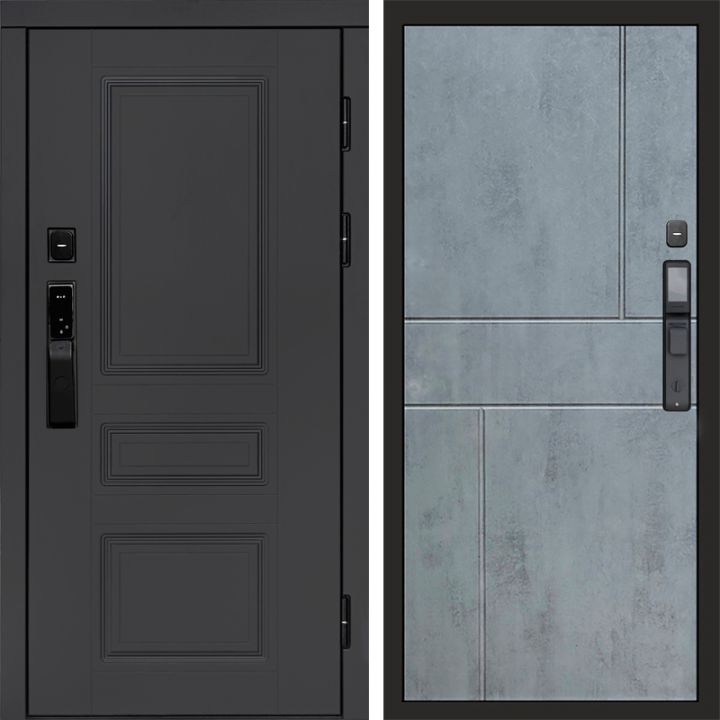 Входная дверь Termo-door ОРЕГОН ГРАФИТ с электронным замком Горизонт бетон темный