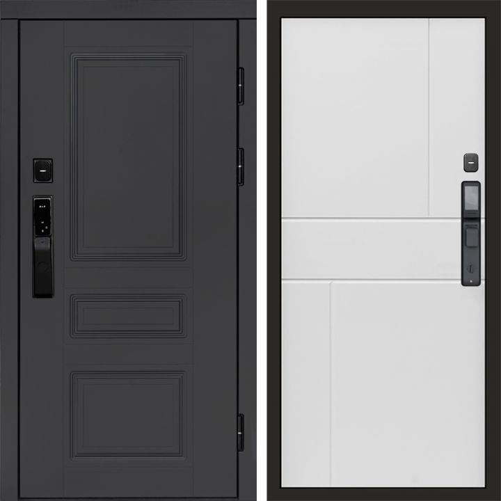 Входная дверь Termo-door ОРЕГОН ГРАФИТ с электронным замком Горизонт белый