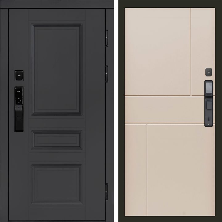 Входная дверь Termo-door ОРЕГОН ГРАФИТ с электронным замком Горизонт Слоновая Кость