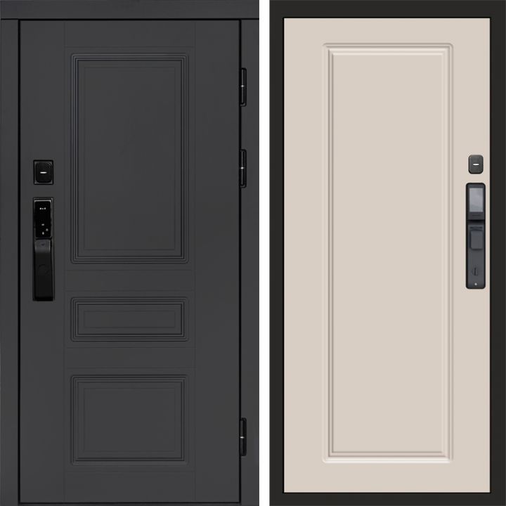 Входная дверь Termo-door ОРЕГОН ГРАФИТ с электронным замком Гранд Слоновая Кость