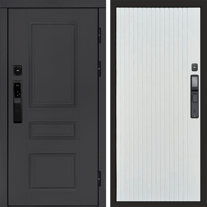 Входная дверь Termo-door ОРЕГОН ГРАФИТ с электронным замком FLAT Белый Софт