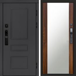 Входная дверь Termo-door ОРЕГОН ГРАФИТ с электронным замком Зеркало дуб