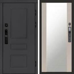Входная дверь Termo-door ОРЕГОН ГРАФИТ с электронным замком Зеркало Слоновая Кость