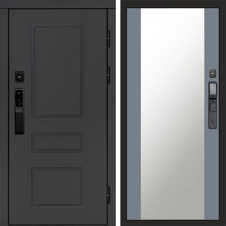 Входная дверь Termo-door ОРЕГОН ГРАФИТ с электронным замком Зеркало Грей Софт