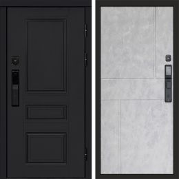 Входная дверь Termo-door ОРЕГОН BLACK с электронным замком Горизонт бетон светлый