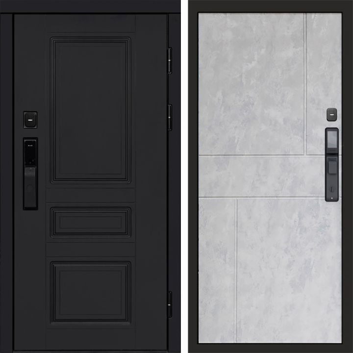 Входная дверь Termo-door ОРЕГОН BLACK с электронным замком Горизонт бетон светлый
