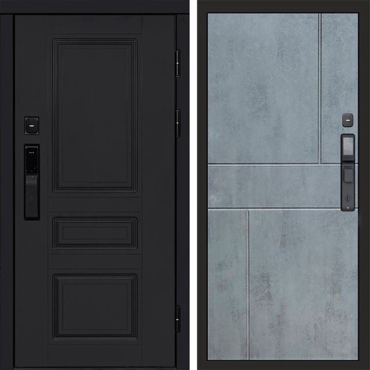 Входная дверь Termo-door ОРЕГОН BLACK с электронным замком Горизонт бетон темный