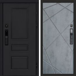 Входная дверь Termo-door ОРЕГОН BLACK с электронным замком Лучи бетон темный