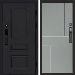 Входная дверь Termo-door ОРЕГОН BLACK с электронным замком Горизонт Грей Софт