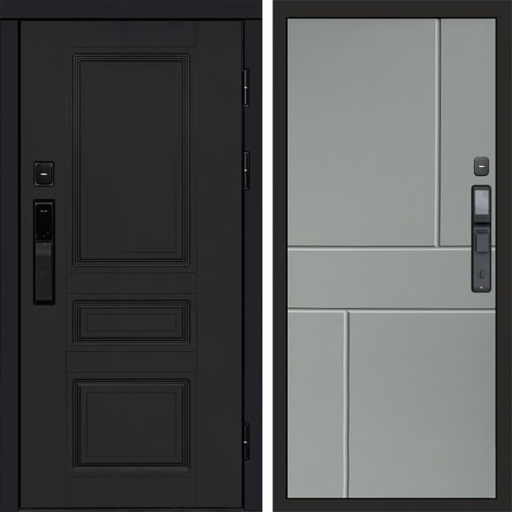 Входная дверь Termo-door ОРЕГОН BLACK с электронным замком Горизонт Грей Софт