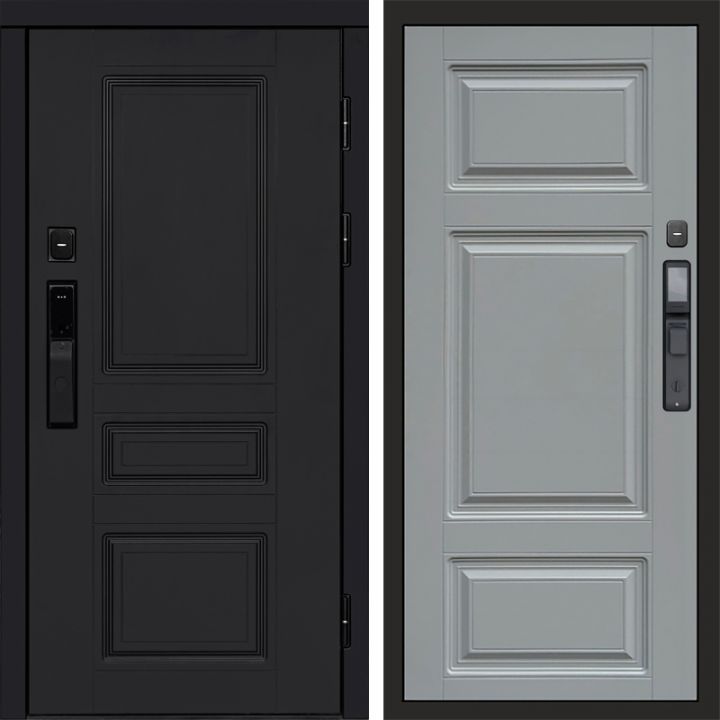 Входная дверь Termo-door ОРЕГОН BLACK с электронным замком Лион Грей Софт