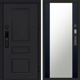 Входная дверь Termo-door ОРЕГОН BLACK с электронным замком Зеркало Черный Кварц+Тонировка