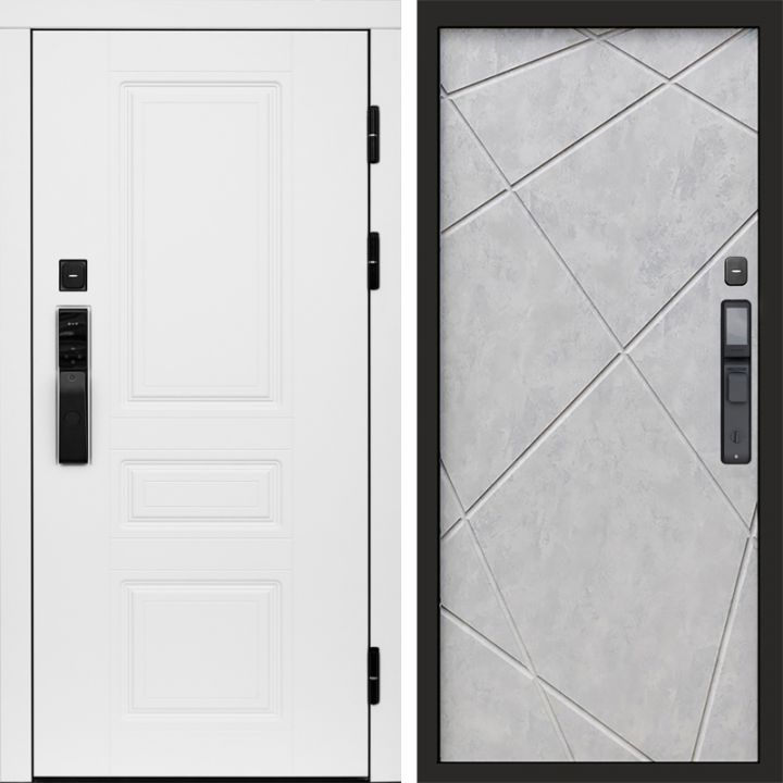 Входная дверь Termo-door ОРЕГОН WHITE с электронным замком Лучи бетон светлый
