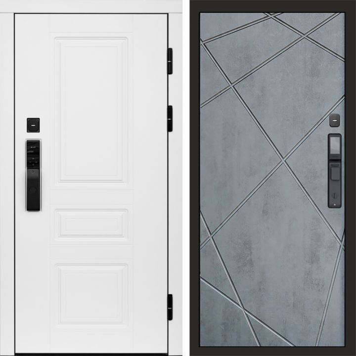Входная дверь Termo-door ОРЕГОН WHITE с электронным замком Лучи бетон темный