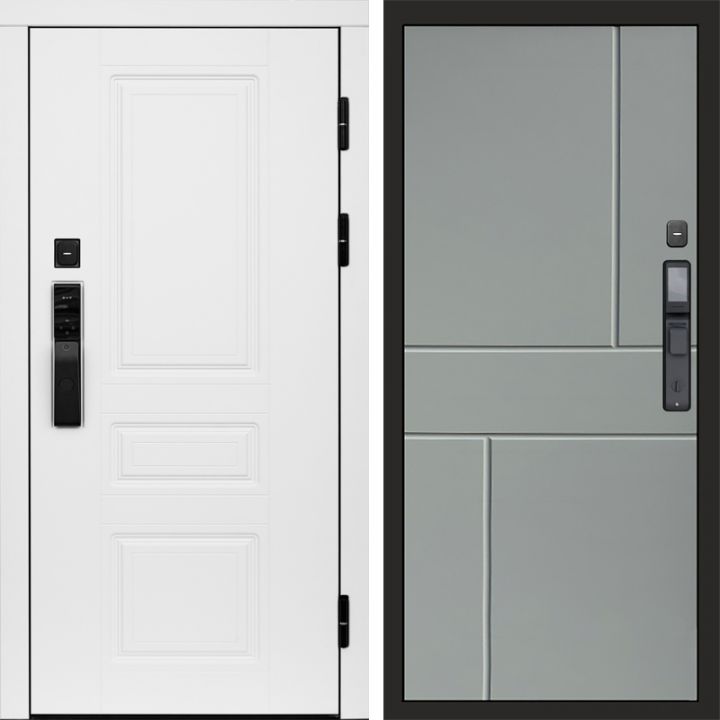 Входная дверь Termo-door ОРЕГОН WHITE с электронным замком Горизонт Грей Софт