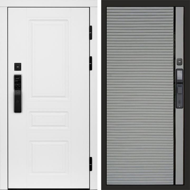 Входная дверь Termo-door ОРЕГОН WHITE с электронным замком PORTE Грей Софт