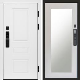 Входная дверь Termo-door ОРЕГОН WHITE с электронным замком Зеркало Триумф лиственница