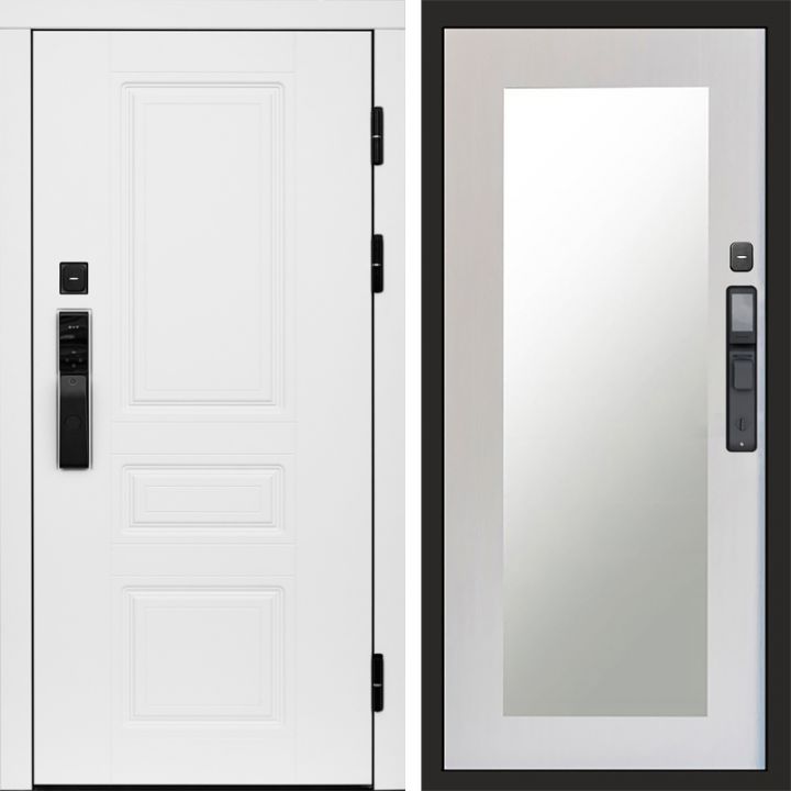 Входная дверь Termo-door ОРЕГОН WHITE с электронным замком Зеркало Триумф лиственница
